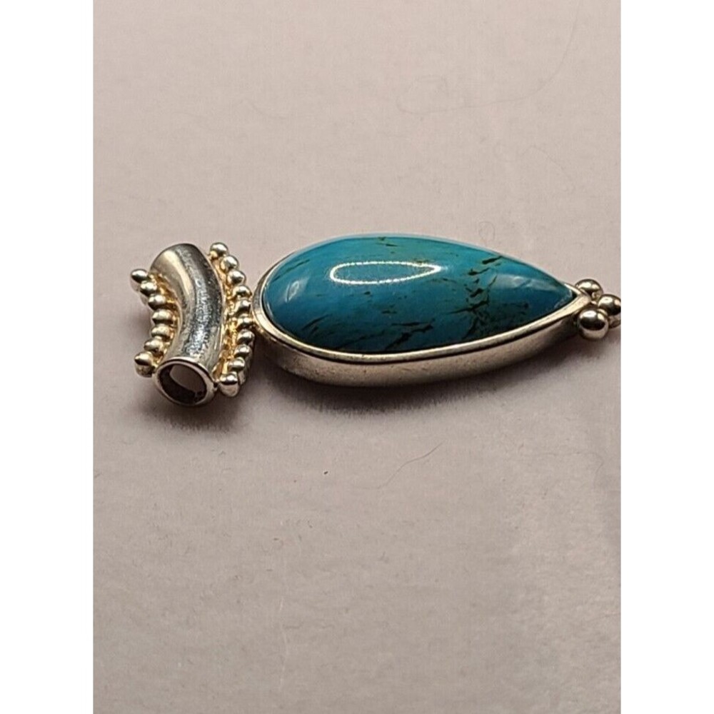 STERLING SILVER TURQUOISE SLIDE PENDANT 12.1 GRAMS - Picture 4 of 4